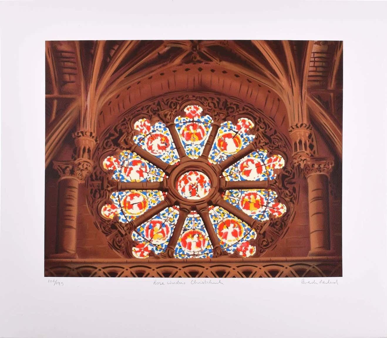 Brendon Neiland Brendon Neiland Christ Church Cathedral Oxford Rose Window Signed Print 1996 1996