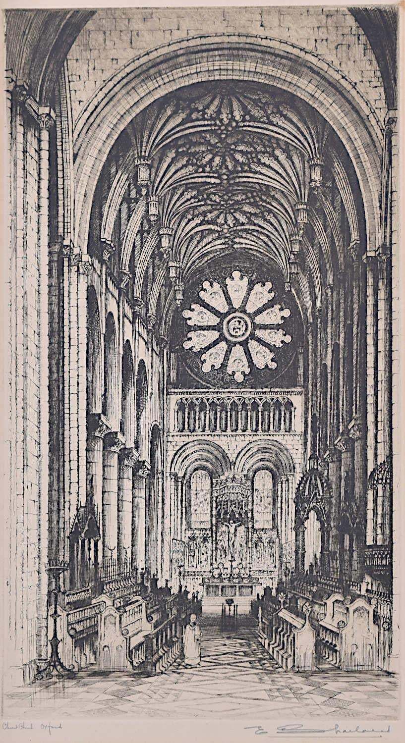 Edward W Sharland Christ Church Cathedral Oxford Etching (C.1930)
