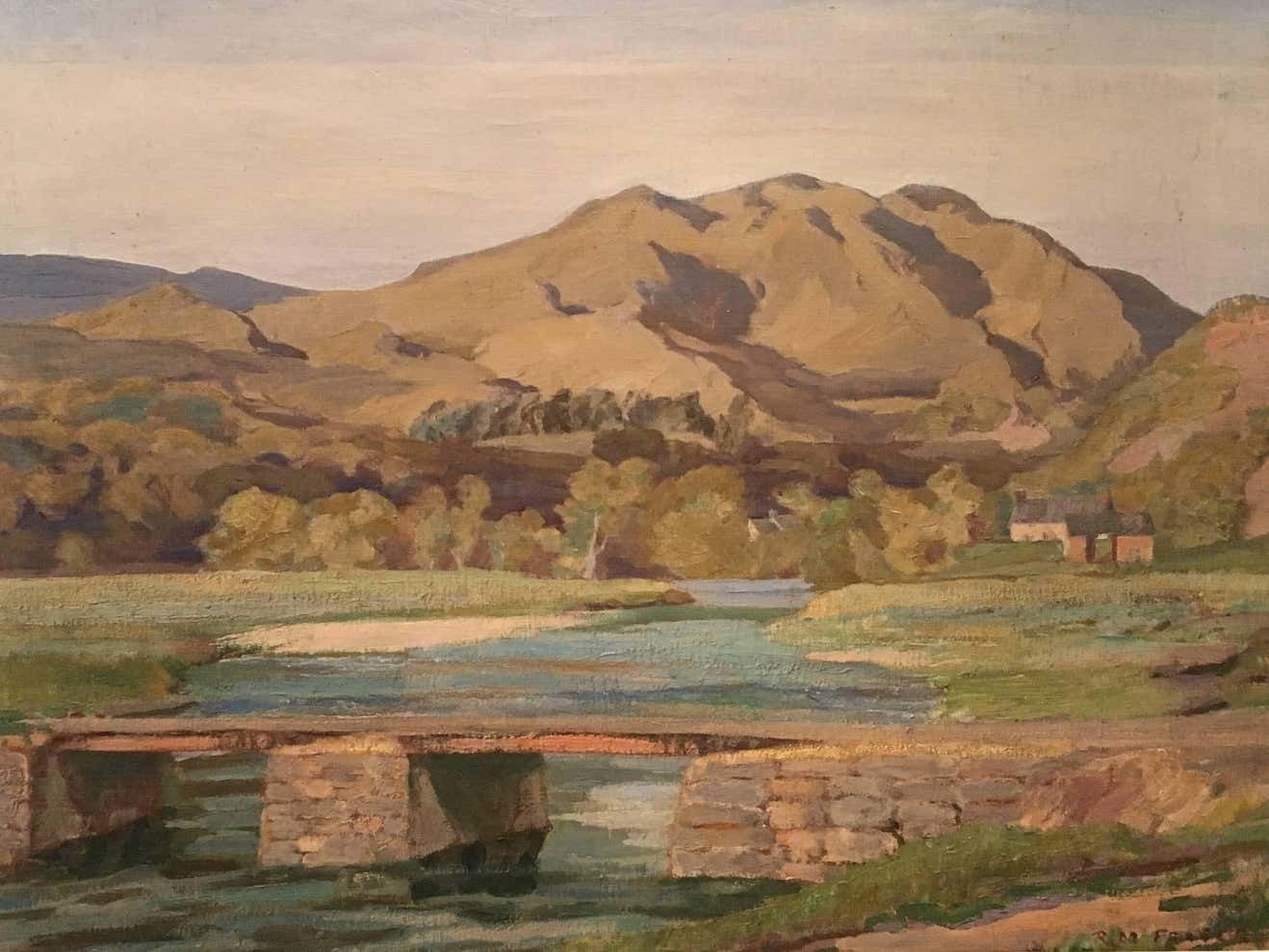 Robert Macdonald Fraser, 'Landscape With Footbridge Oil Painting', Snowdonia Wales (Early C20th)