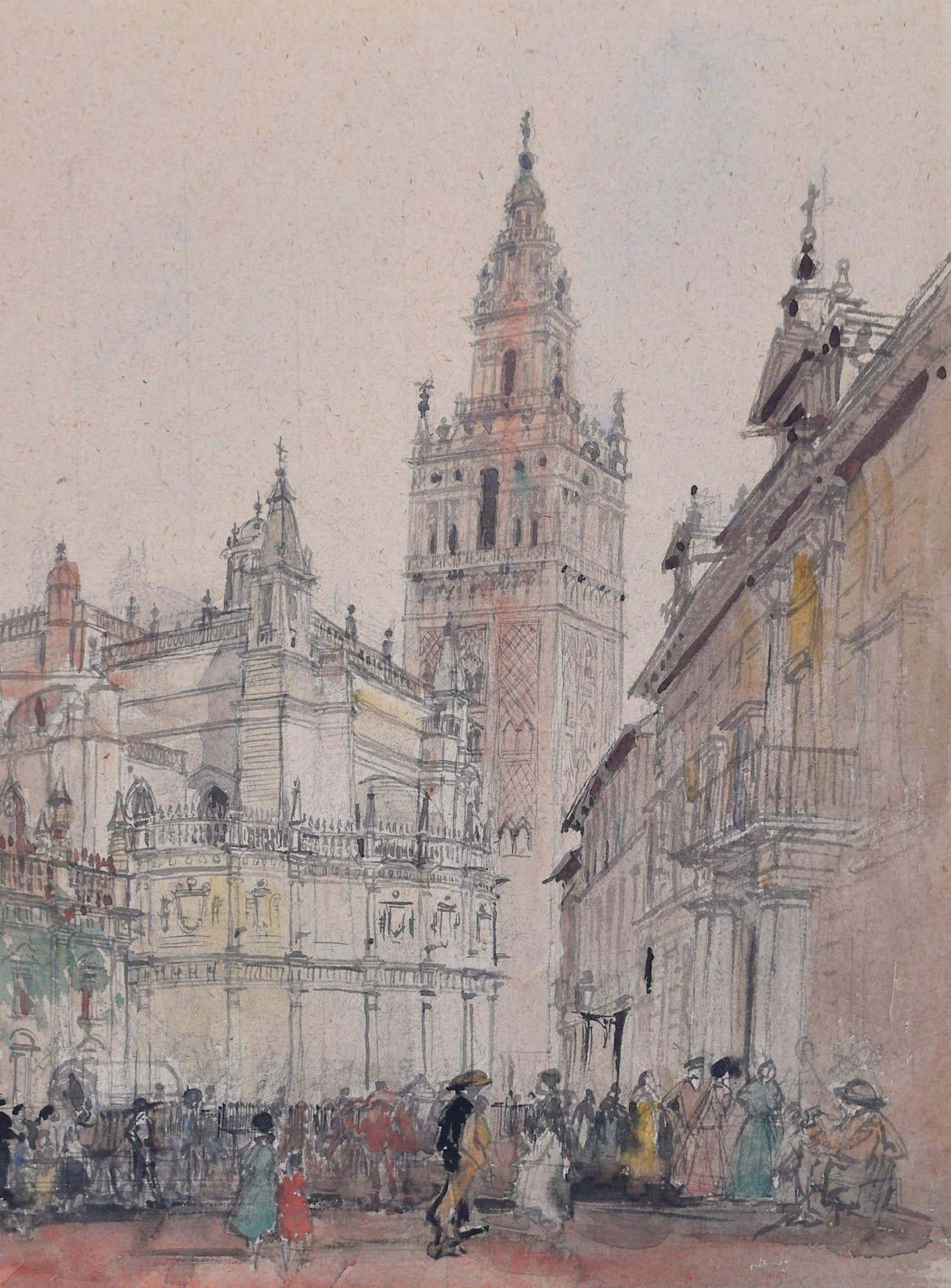 Prof Sir Albert Richardson The Giralda Seville Watercolour