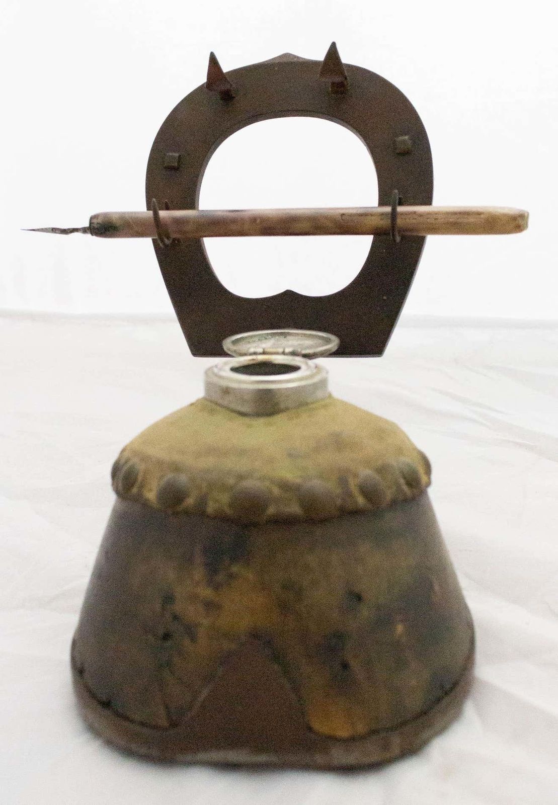 French Mounted Horse Hoof Inkwell And Pen Holder, Late 19th Century photo furniture