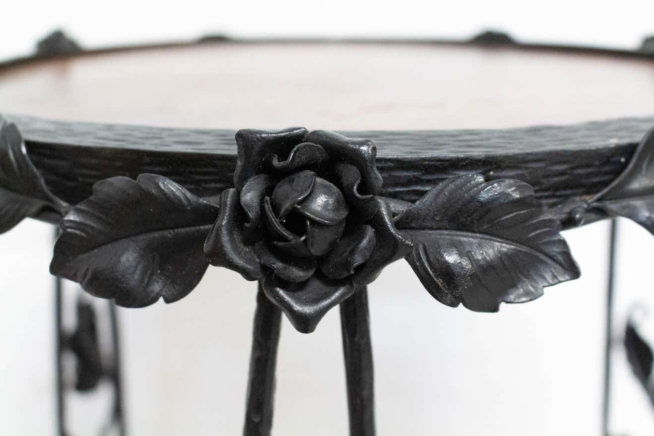 French Art Deco Sellette Or Plant Holder Wrought Iron And Wood, Circa 1930 photo 586.5