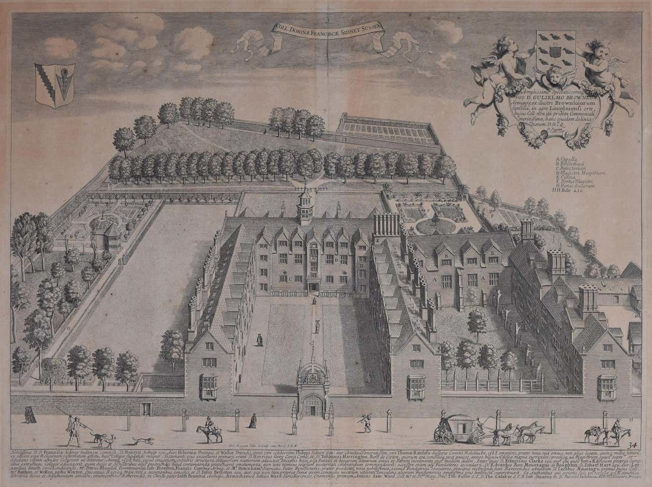 David Loggan, Sidney Sussex College Cambridge Dominae Franciscae Engraving (1690)