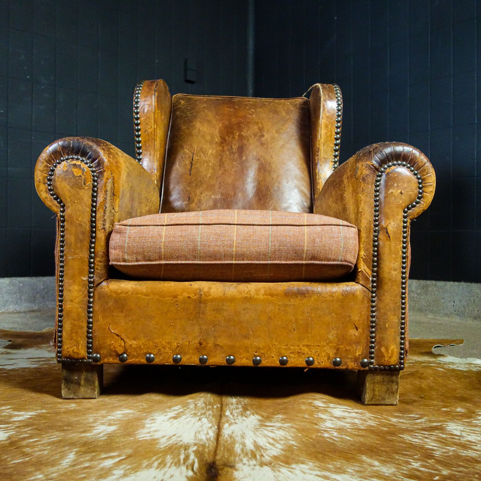 Antieke Leren Fauteuils   Vervaagd Bruin   Jaren 1930 photo 2500.0