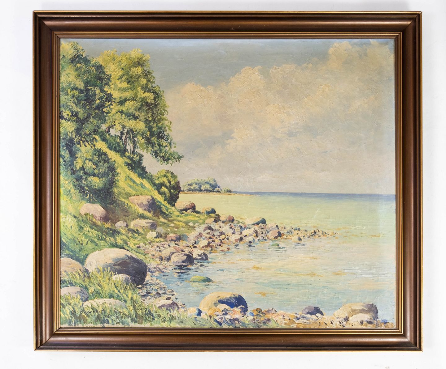 Oil Painting With Natural Motif And Wooden Frame, Signed G. Bodenhoff 1987.