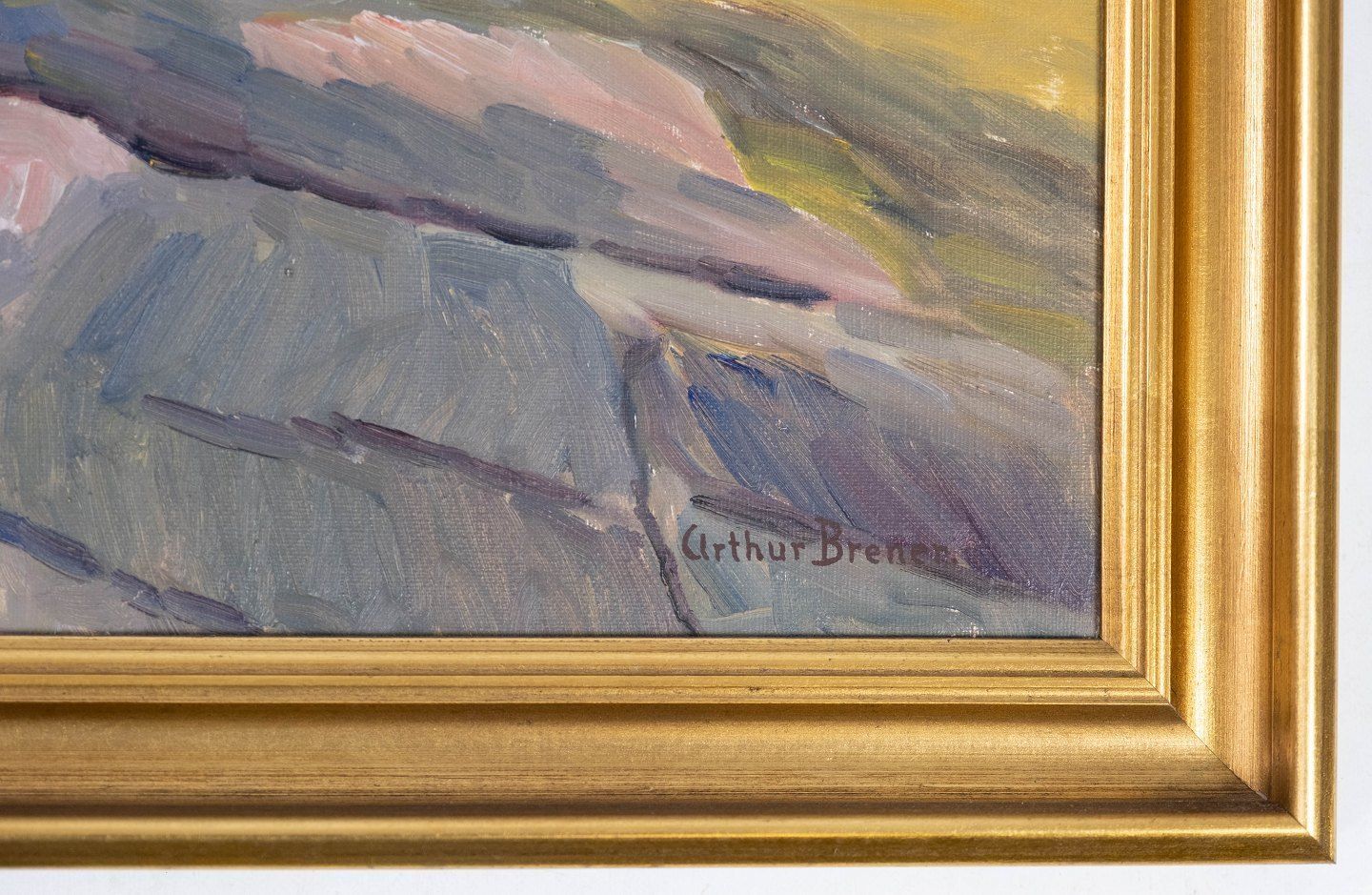 Oil Painting With Natural Motif And Gilded Frame, Signed Arthur Brener From The 1930s. photo furniture