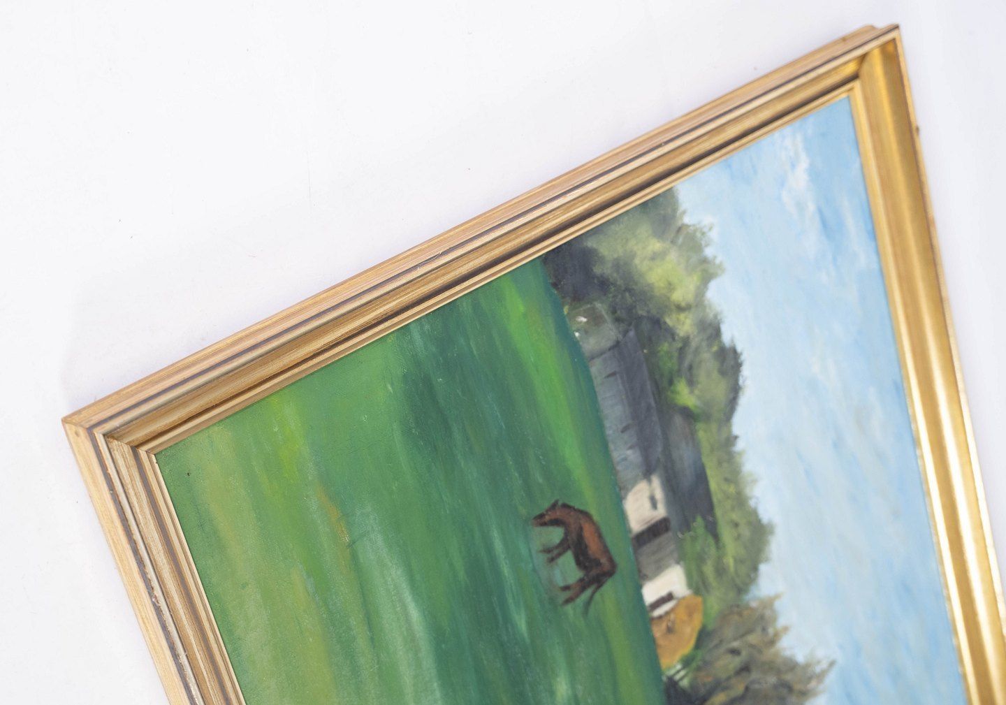 Oil Painting With Motif Of Horses And With Gilded Frame From The 1920s. photo for sale