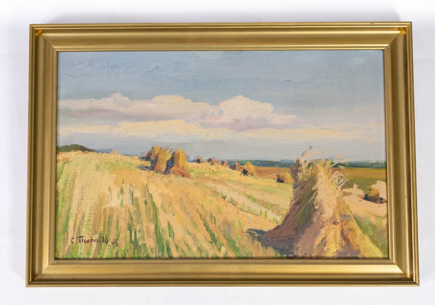 Oil Painting With Natural Motif And With Gilded Frame Signed By C. Thornild From 1944.