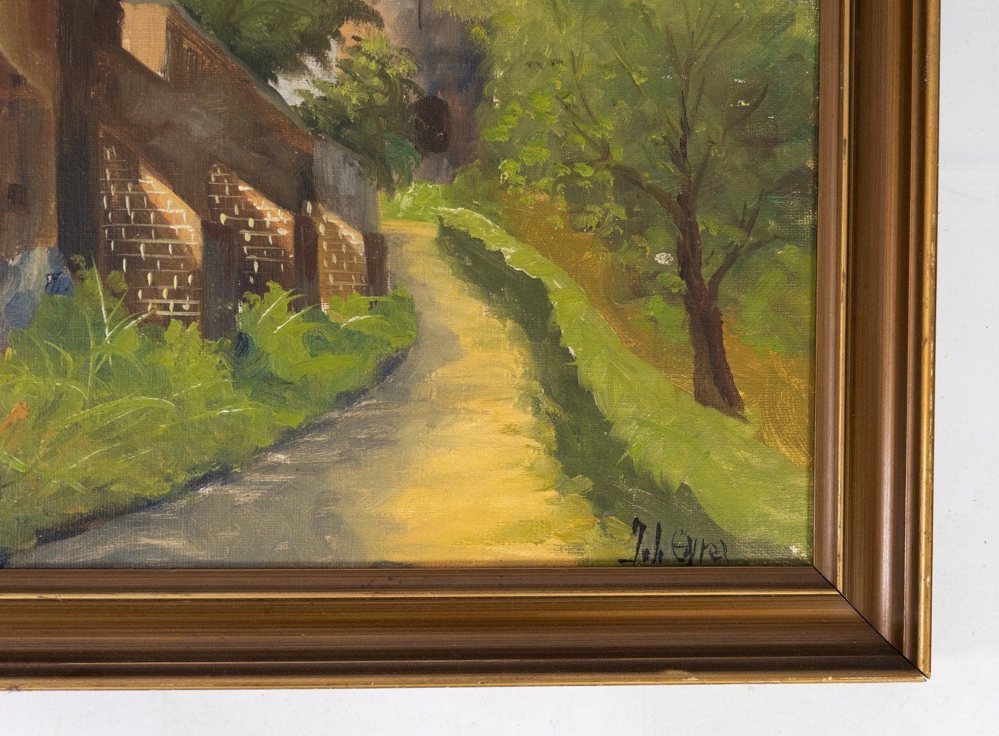 Oil Painting With Wooden Frame And Unknown Signature From The 1930s. photo furniture