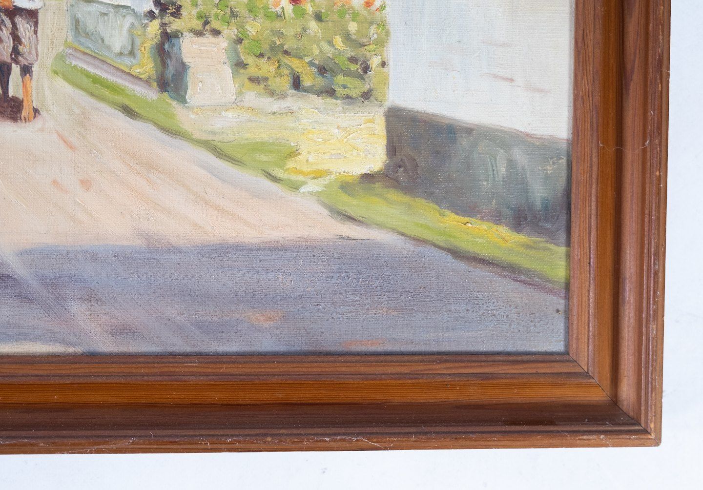 Oil Painting With Country Motif And Wooden Frame, With Unknown Signature From The 1930s. photo for sale