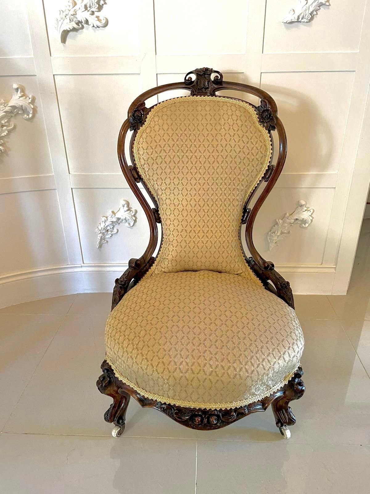Outstanding Victorian Carved Walnut Ladies Chair photo furniture