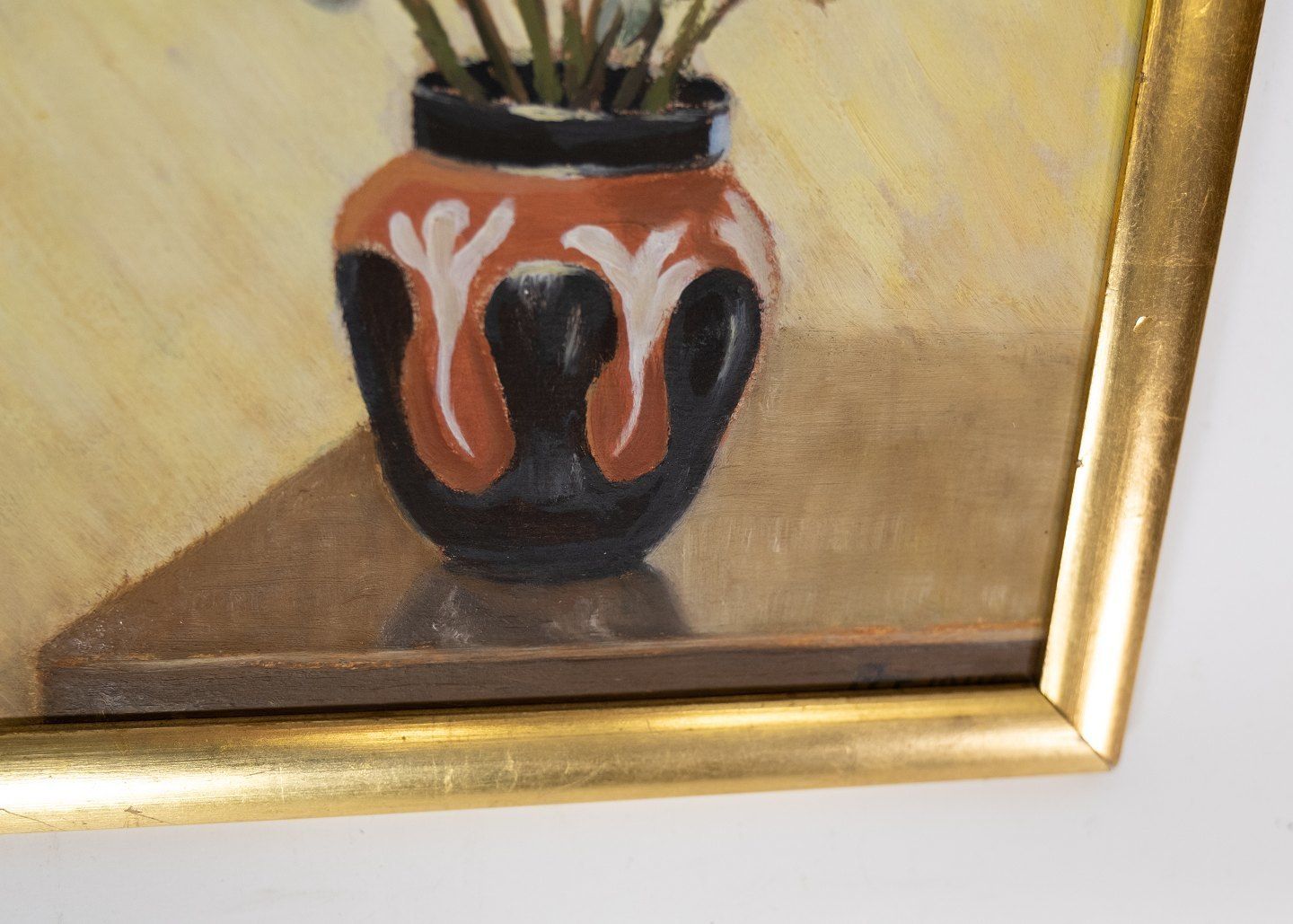 Painting Of Vase With Flowers, As Well As Gilded Frame From The 1940s. photo furniture