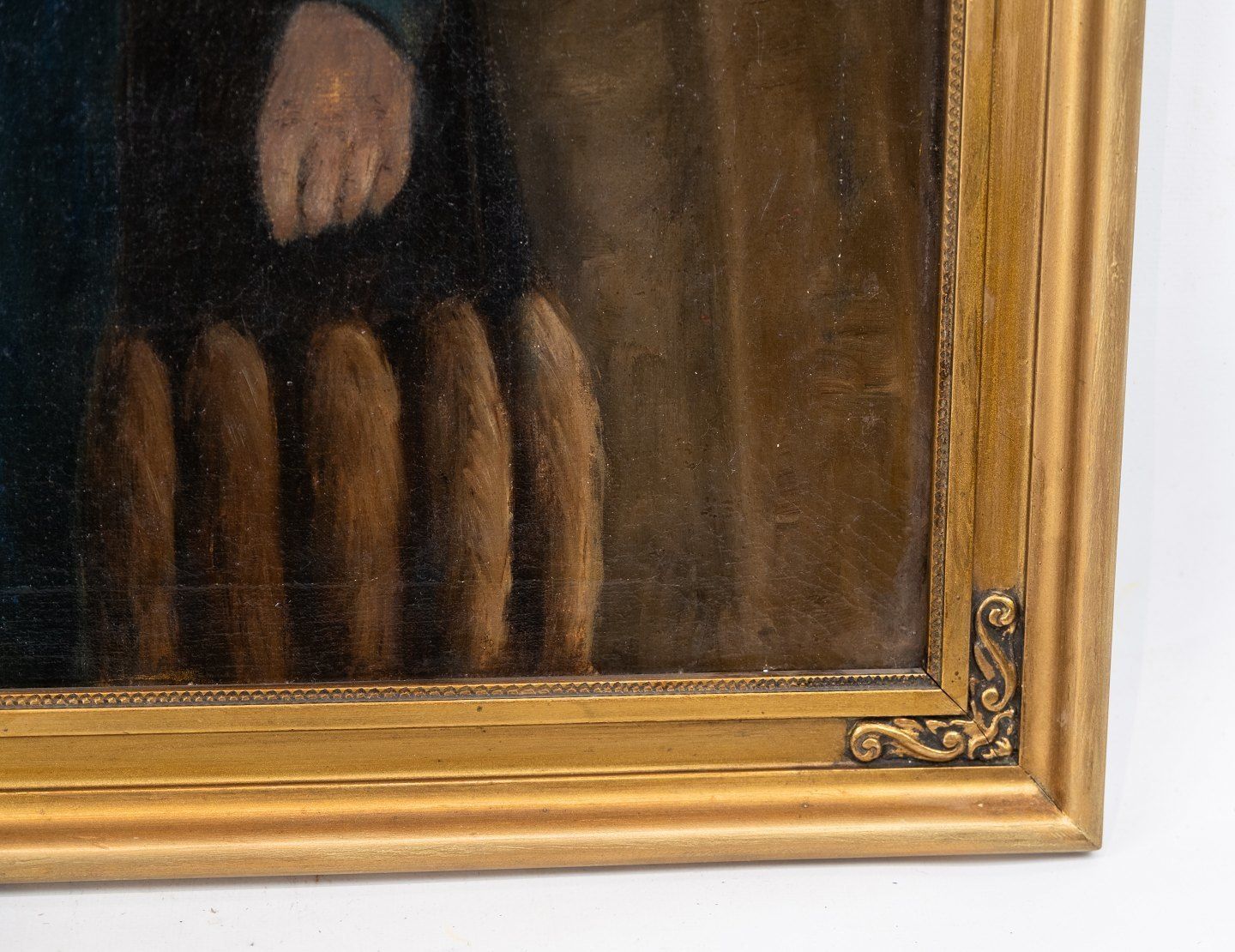 Oil Painting With  Portrait Motif And Golden Frame. photo for sale