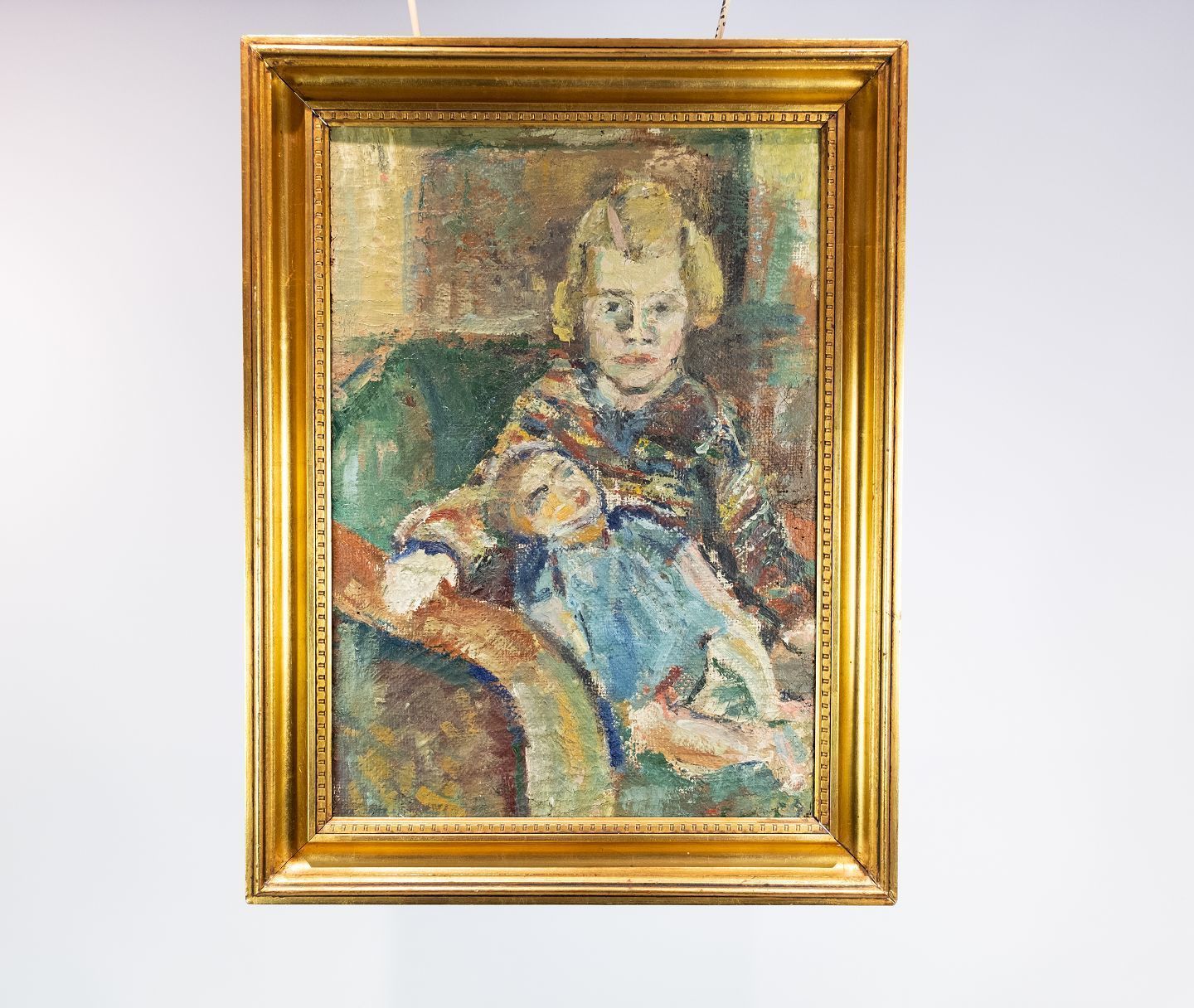Oil Painting, Portrait Of Children, Signed Klenø By Evgenij Klenø (1921 2005) From 1946.