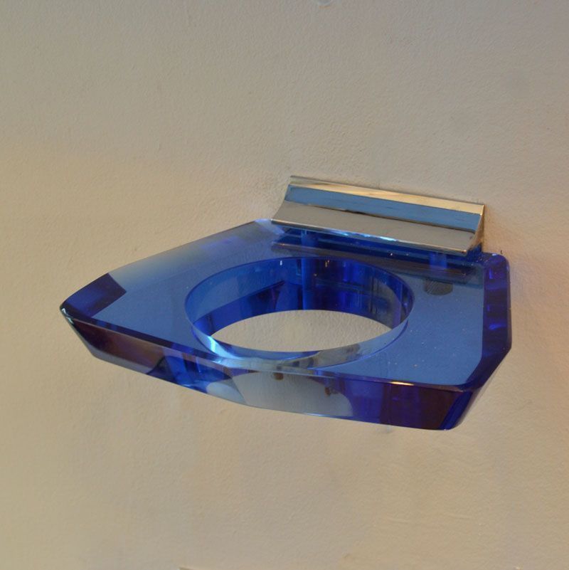 1960s Italian Bathroom Set In Blue Glass And Chrome Attributed To Fontana Arte photo buy