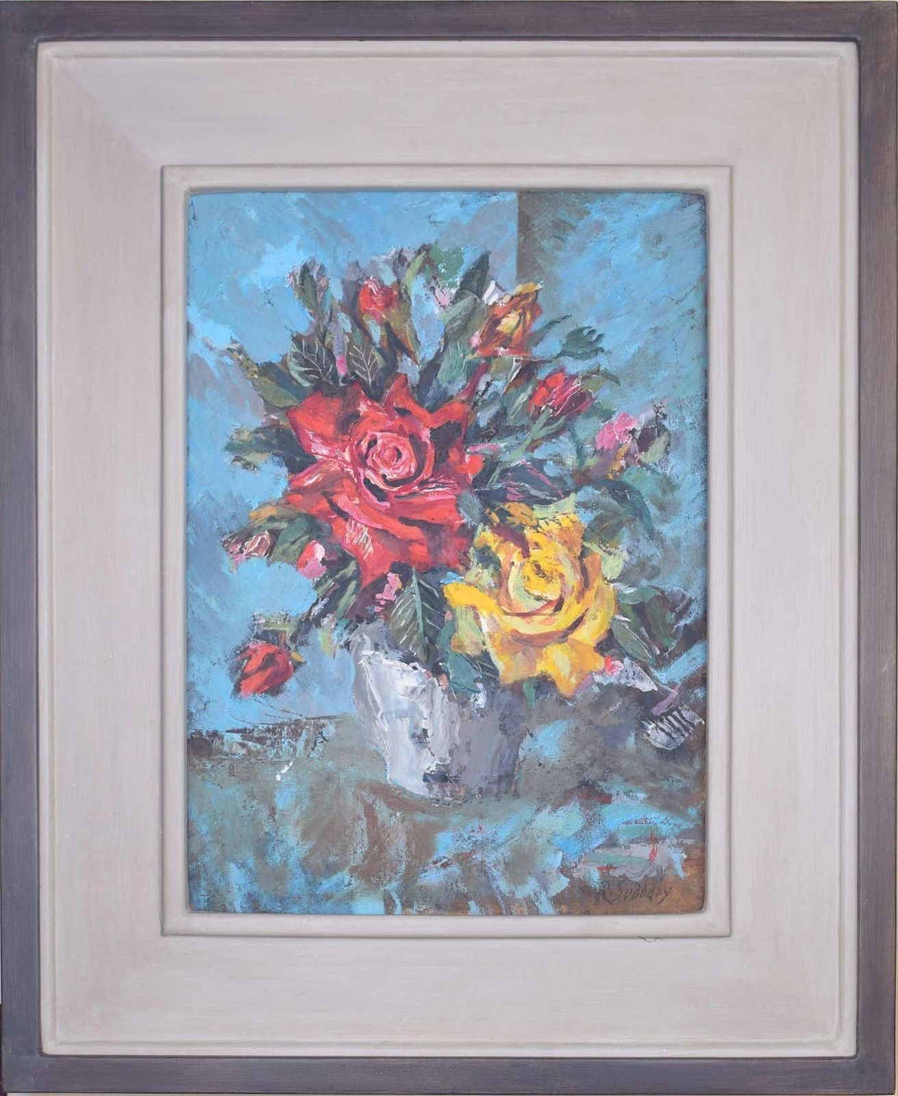 Rowland Suddaby, 'English Roses'    Framed Still Life Oil Painting (C.1850s)