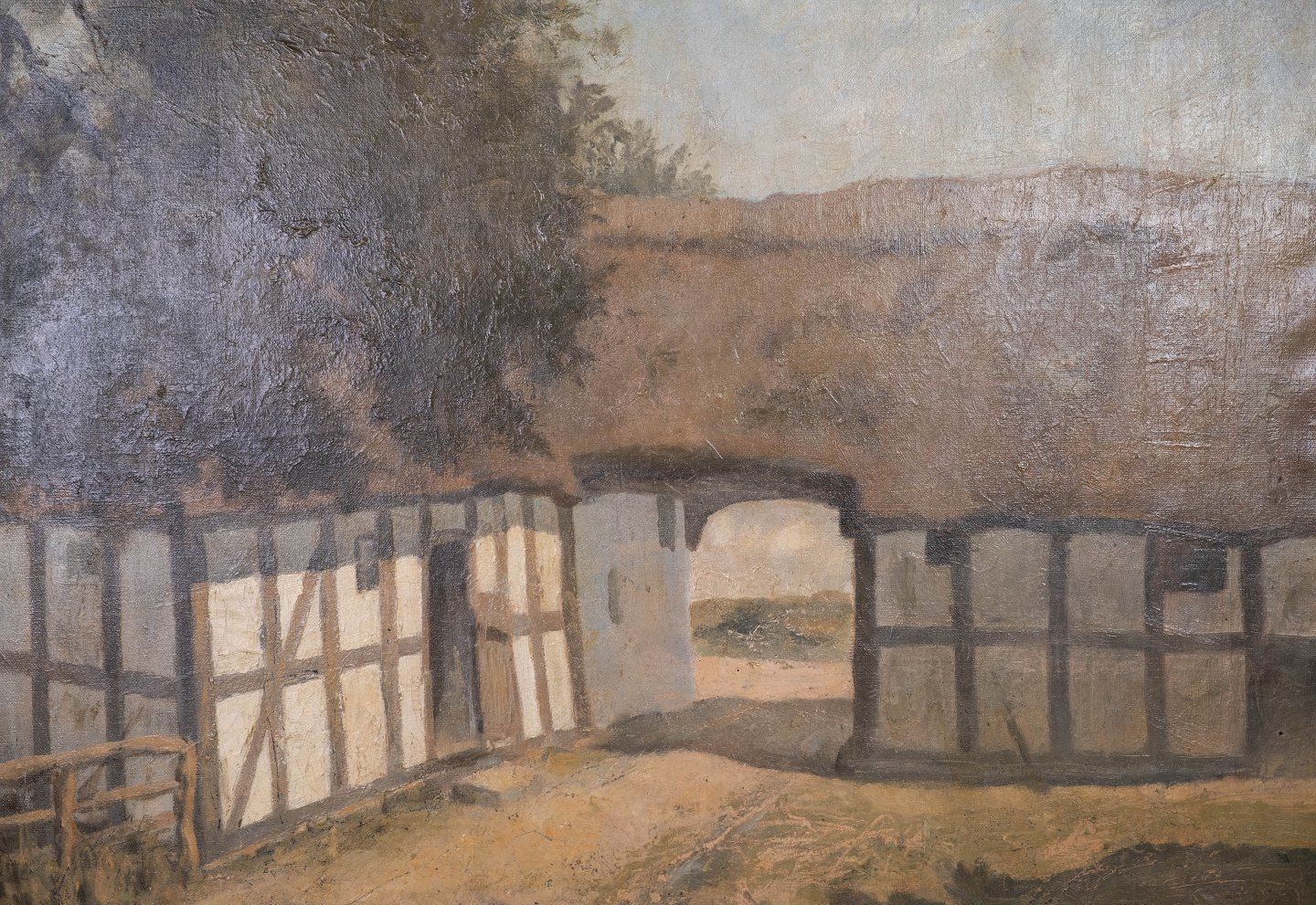 Oil Painting With Land Motif And Gilded Frame, Signed Klr 27. photo furniture