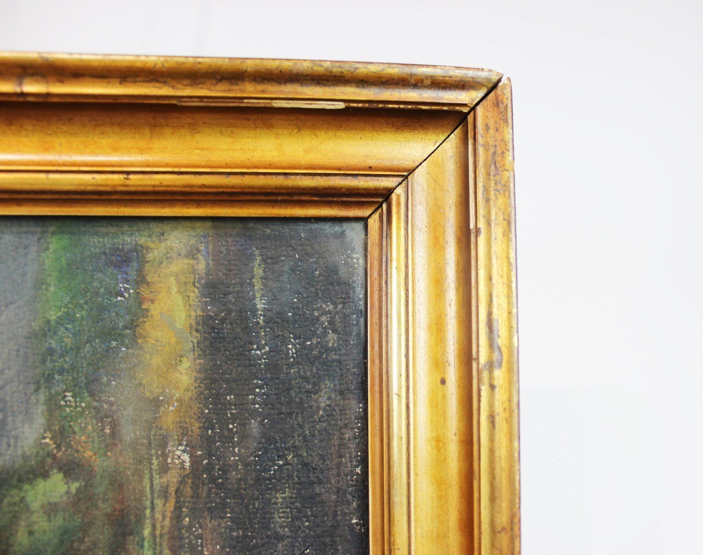Oil Painting In Dark Colors Signed M. Bille. photo for sale