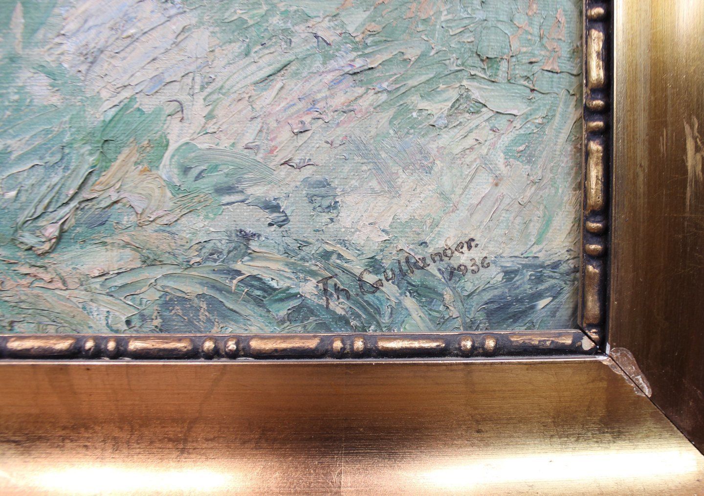 Oil Painting With Nature Motif Signed By Th. Gullanger In 1936. photo Art