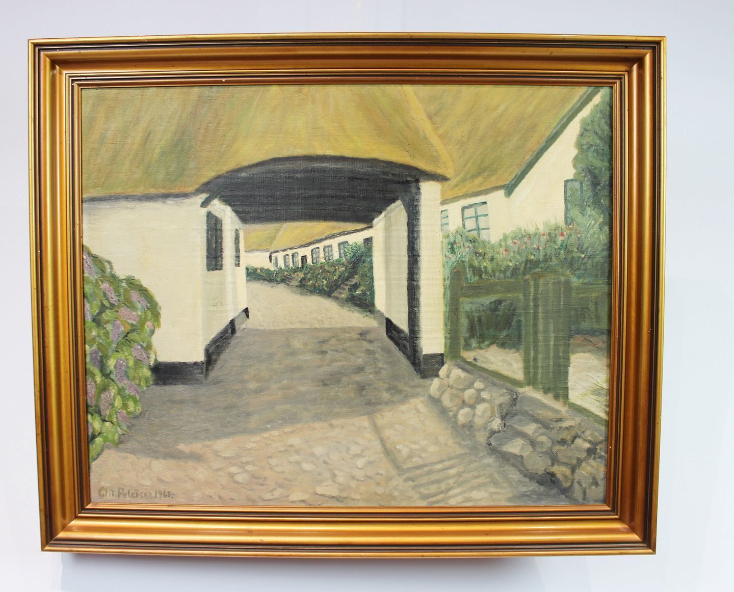 Painting Of Farm Signed By Chr. Petersen In 1965, The Picture Of The Real Farm Is Included.