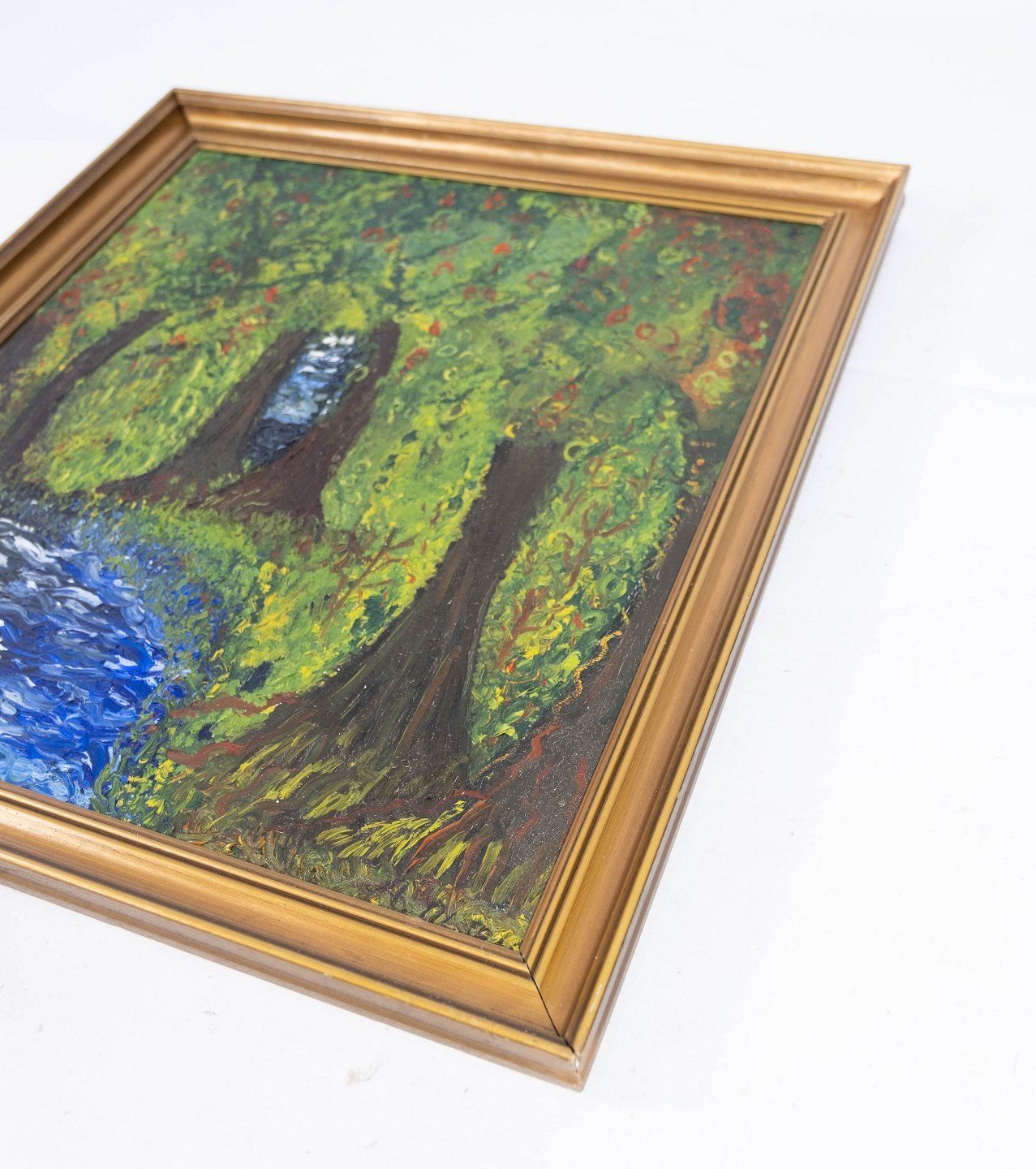 Oil Painting With Forest Motif And Gilded Frame, Without Signature From The 1940s. photo for sale