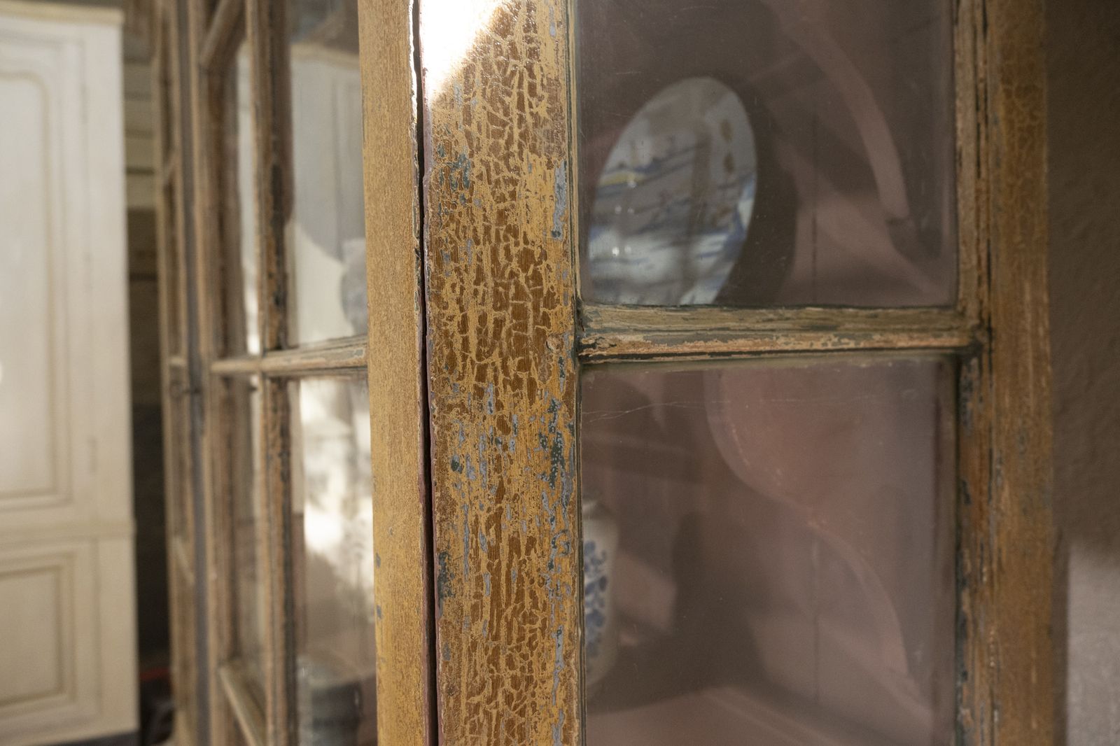 18th Century Dutch Dry Scraped Glazed Vitrine Cabinet photo 4650.0
