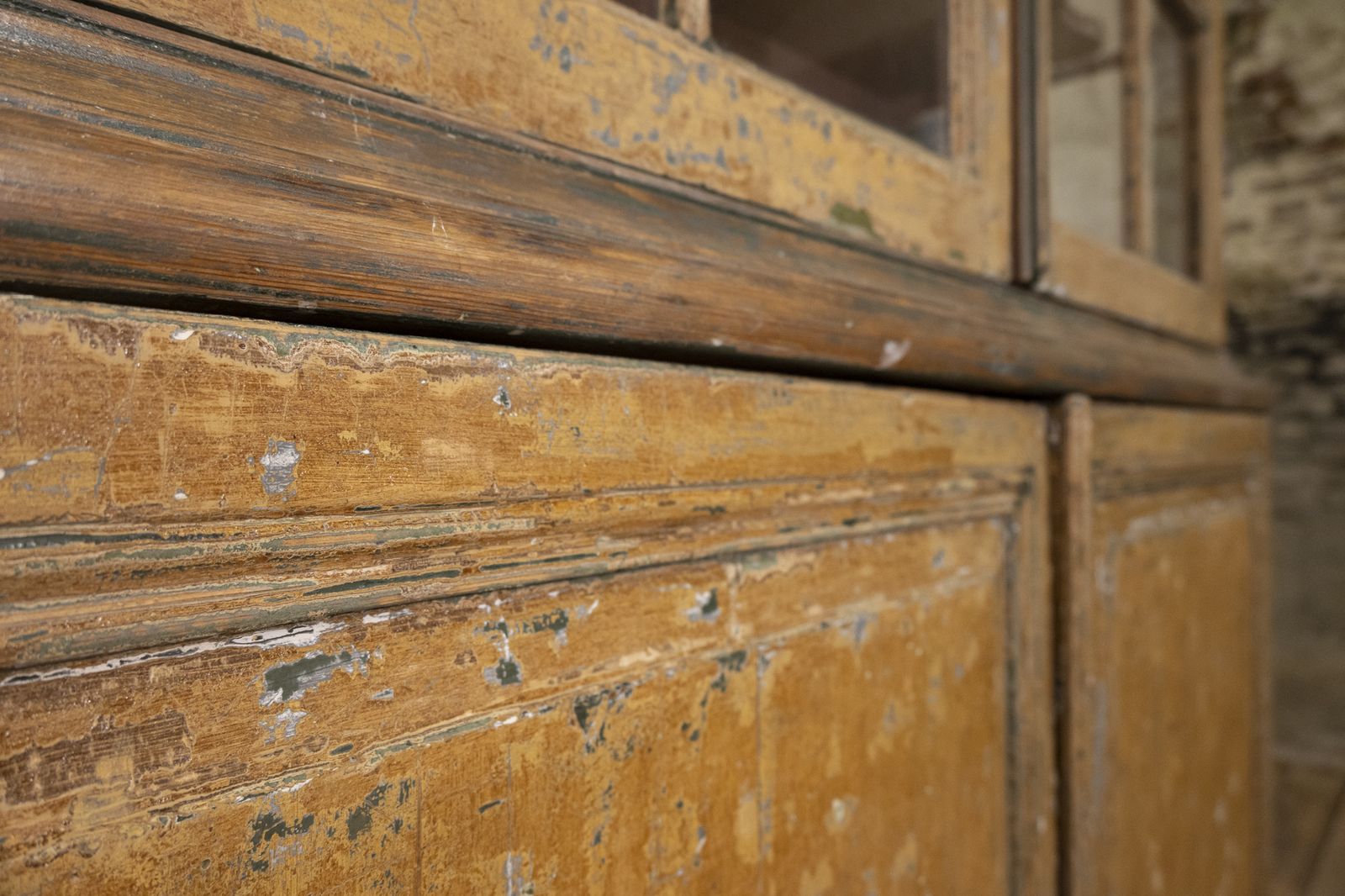 Furniture 18th Century Dutch Dry Scraped Glazed Vitrine Cabinet photo