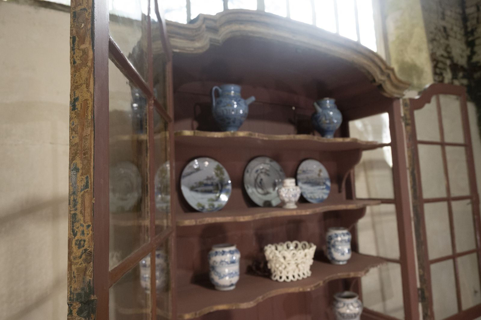 photo buy 18th Century Dutch Dry Scraped Glazed Vitrine Cabinet