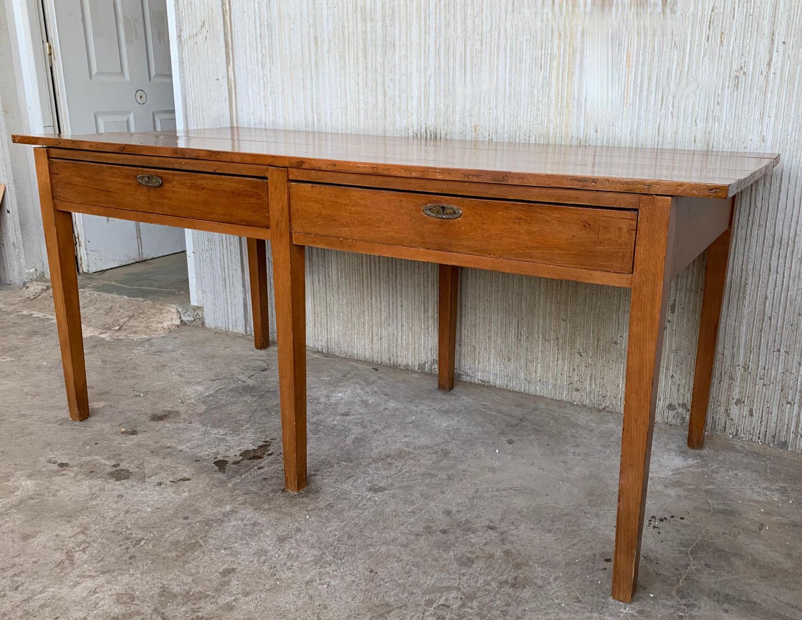 Early 20th Spanish Mobila Country Farm Desk Table Or Butcher Block photo for sale