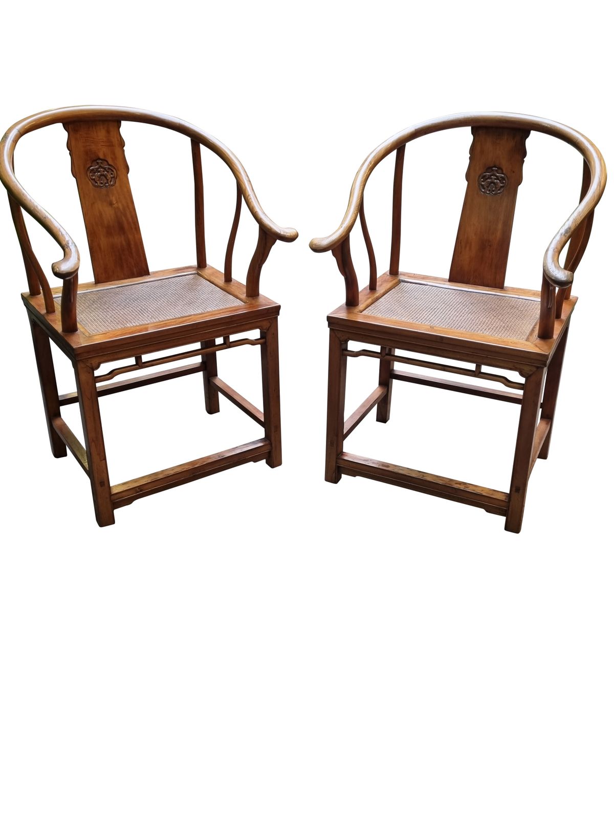 Pair Of C18th Chinese Horse Shoe Armchairs