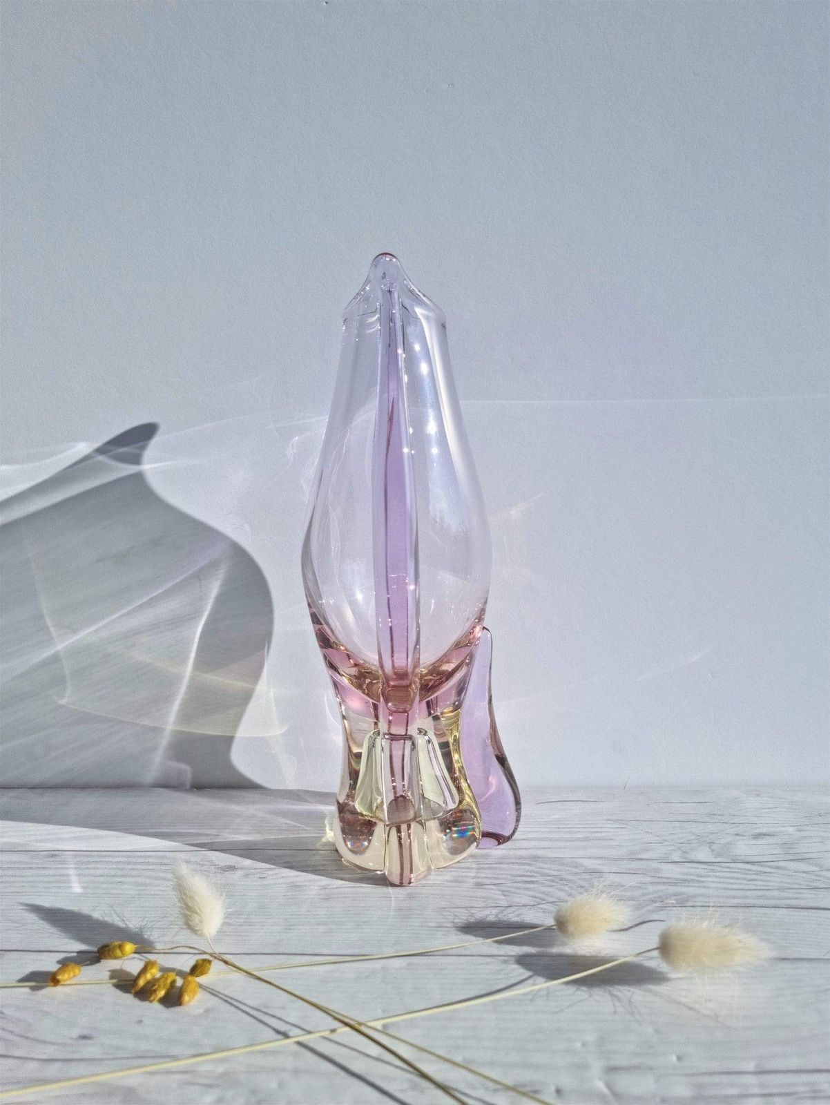 Miloslav Klinger For Zbs, Citrine And Neodymium Colour Change Sommerso Vase, 1960s 70s, Czech, Rare photo Home Decor