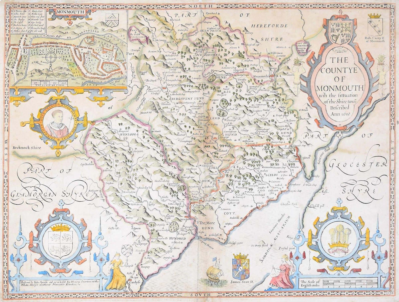 John Speede,  'Map Of The Countye Of Monmouthshire' (1676)