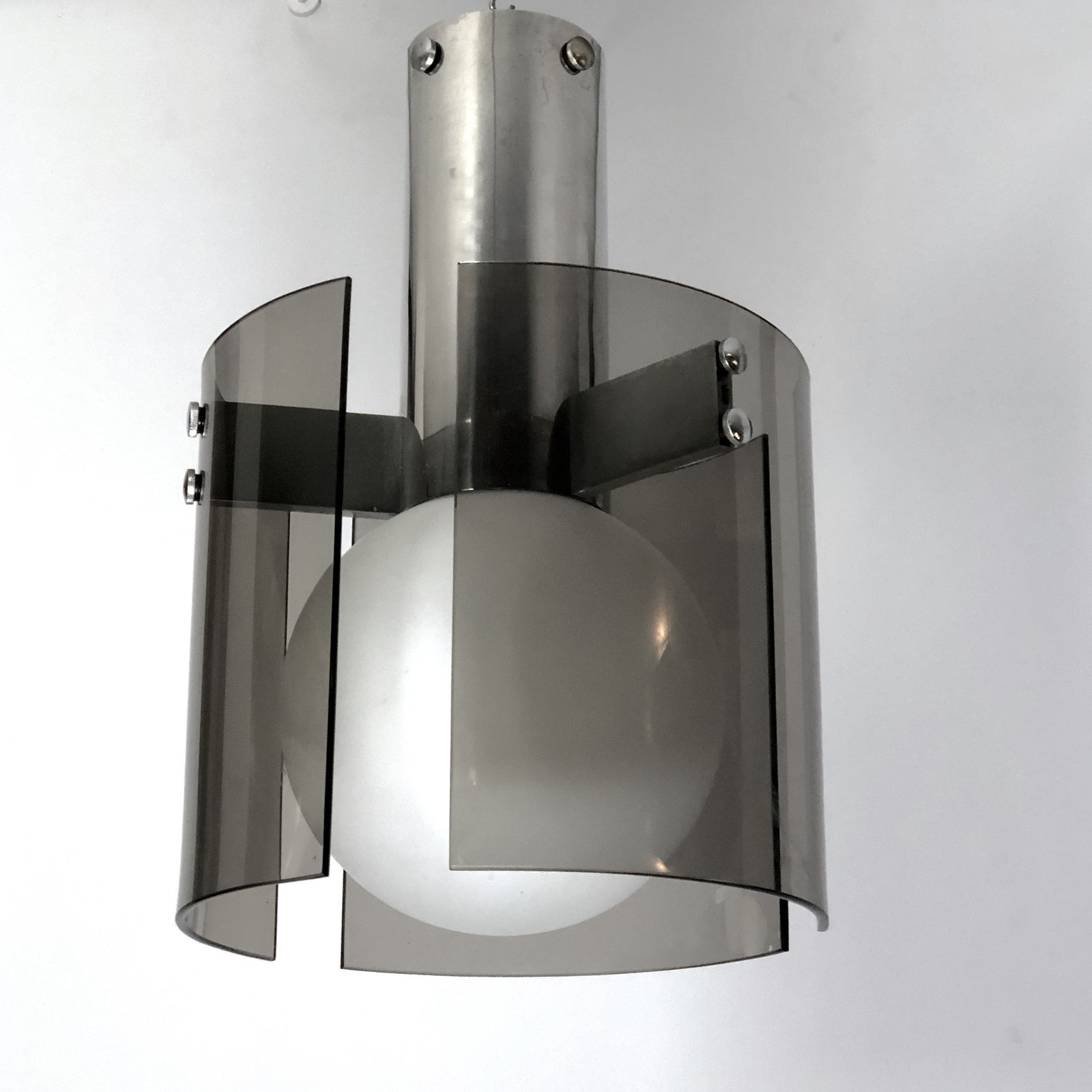 photo for sale Veca, Italian Vintage Glass And Chrome Chandelier