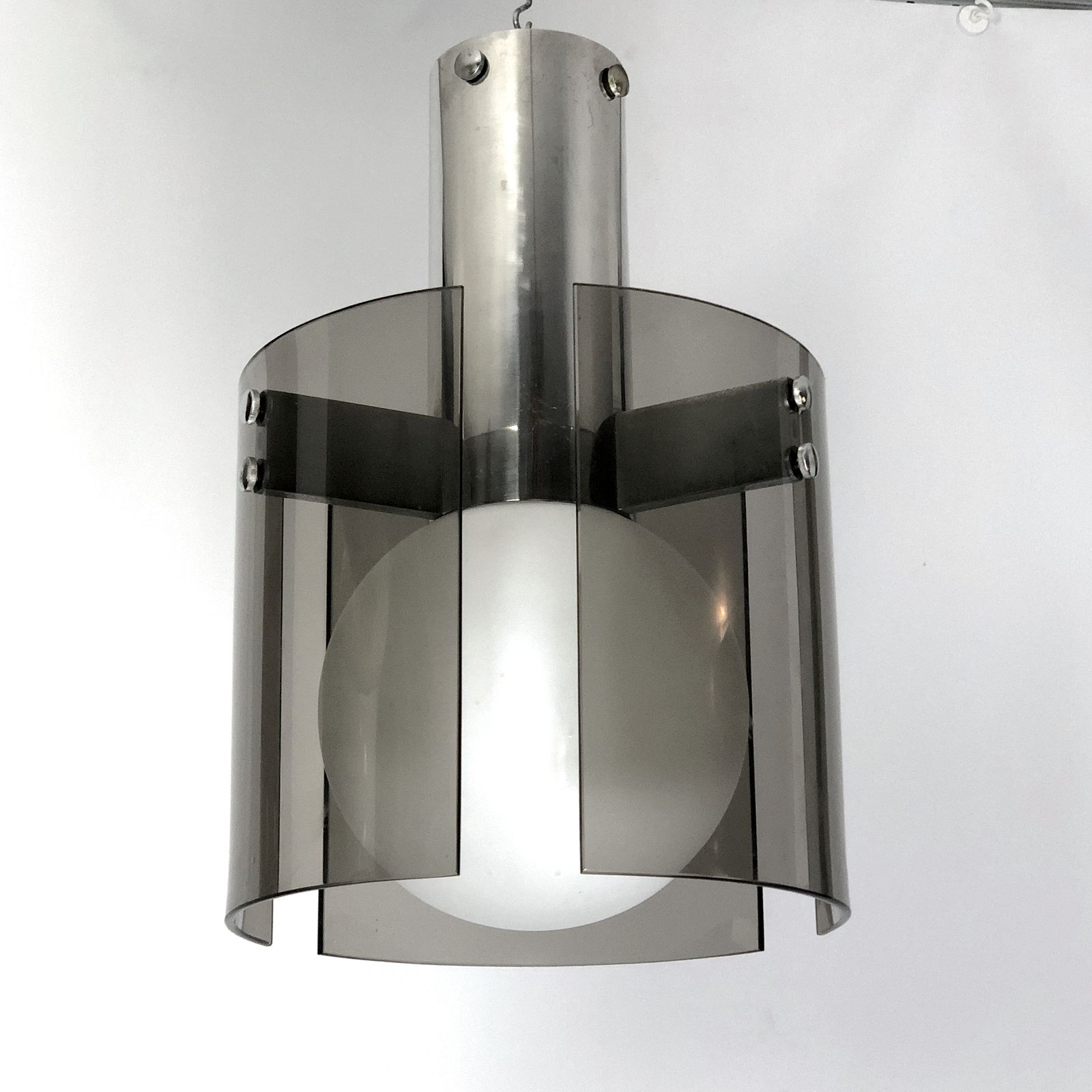Veca, Italian Vintage Glass And Chrome Chandelier