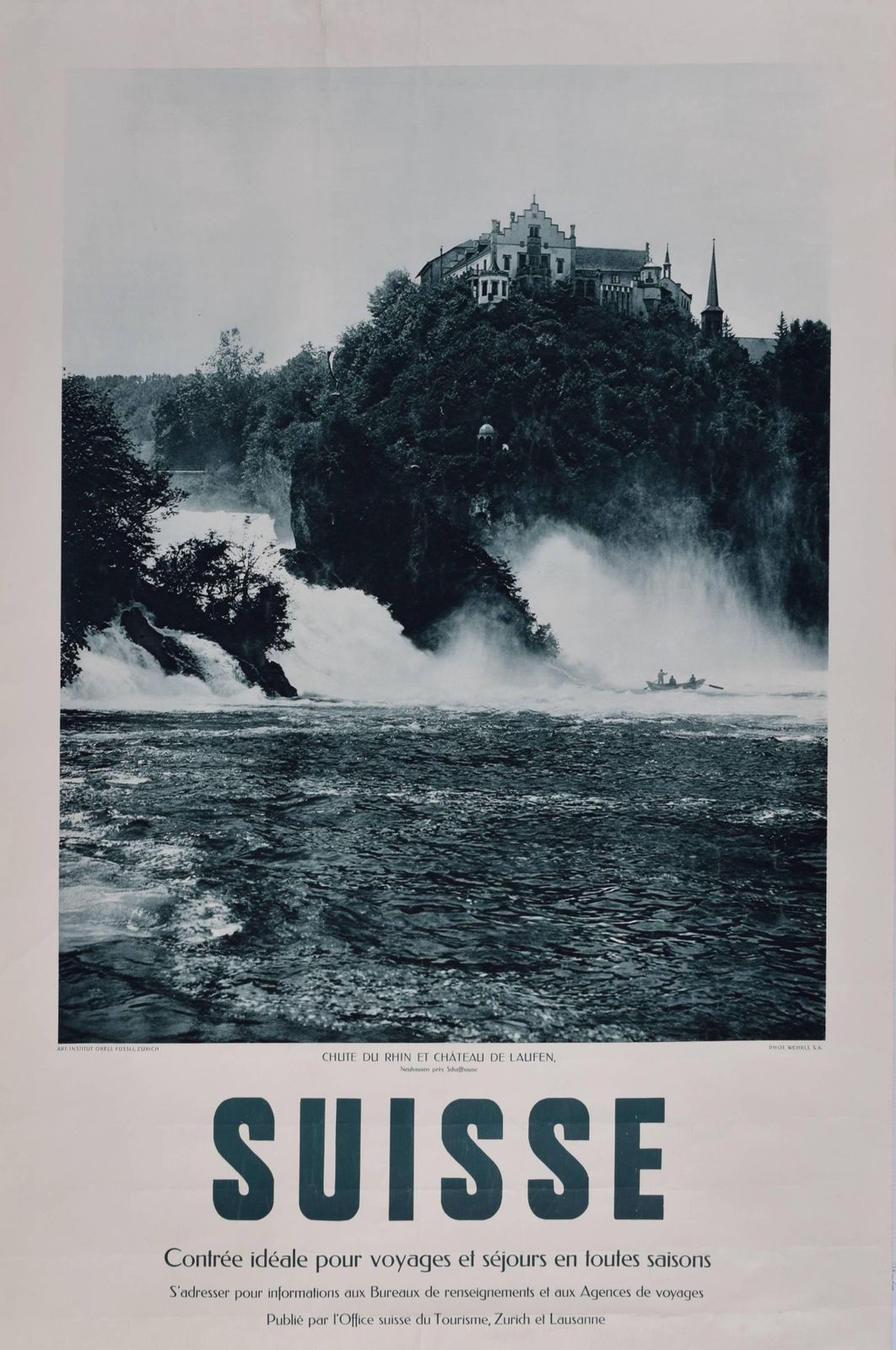 Suisse Chutes Du Rhin Rheinfall  Waterfalls:  Swiss Original Poster (1925)