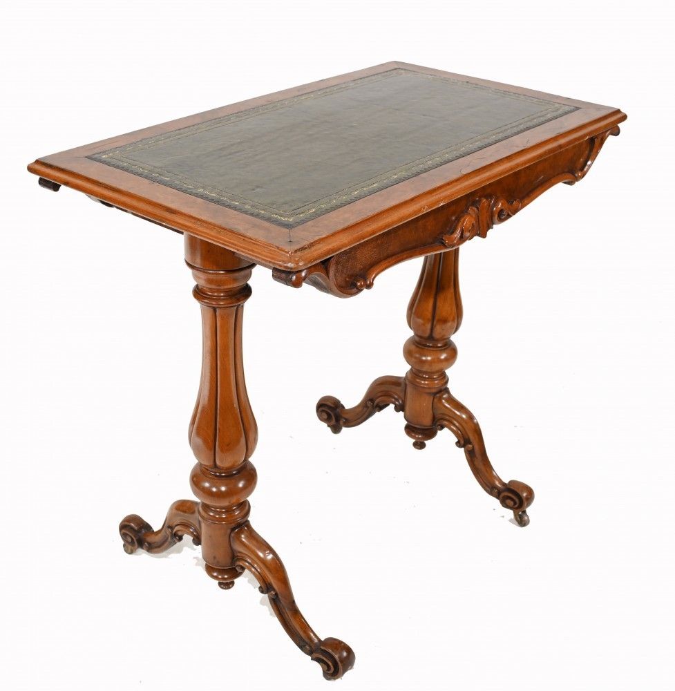 Victorian Writing Table Walnut Tulip Leg Desk 1880 photo furniture