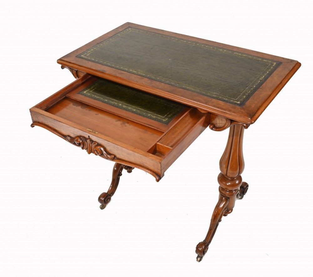 Victorian Writing Table Walnut Tulip Leg Desk 1880 photo buy
