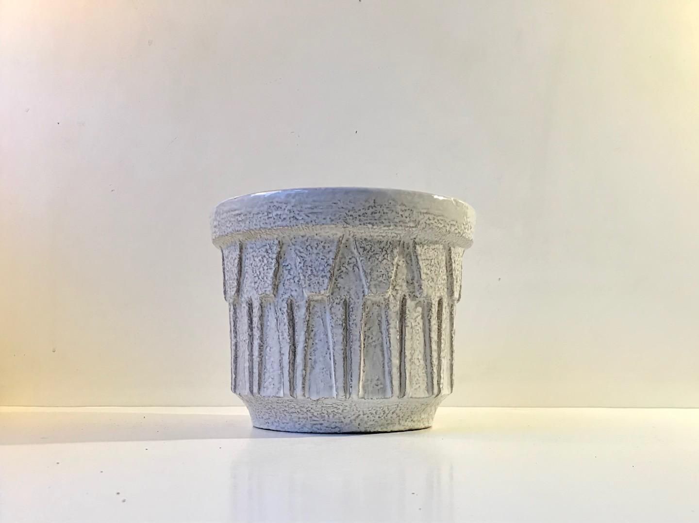 White Cosmos Stoneware Planter By Ceramano, 1960s West Germany