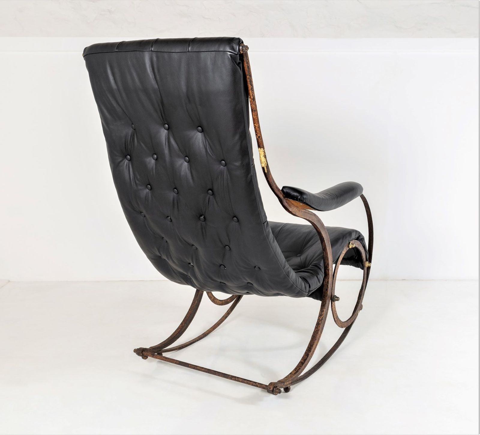Historic 19th Century Antique Iron Frame Leather Sling Rocking Chair By R W Winfield Of England photo buy
