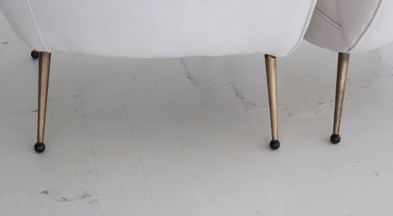 2600.0 Italian Midcentury Armchairs In White Velvet In Gigi Radice Style, 1950s photo