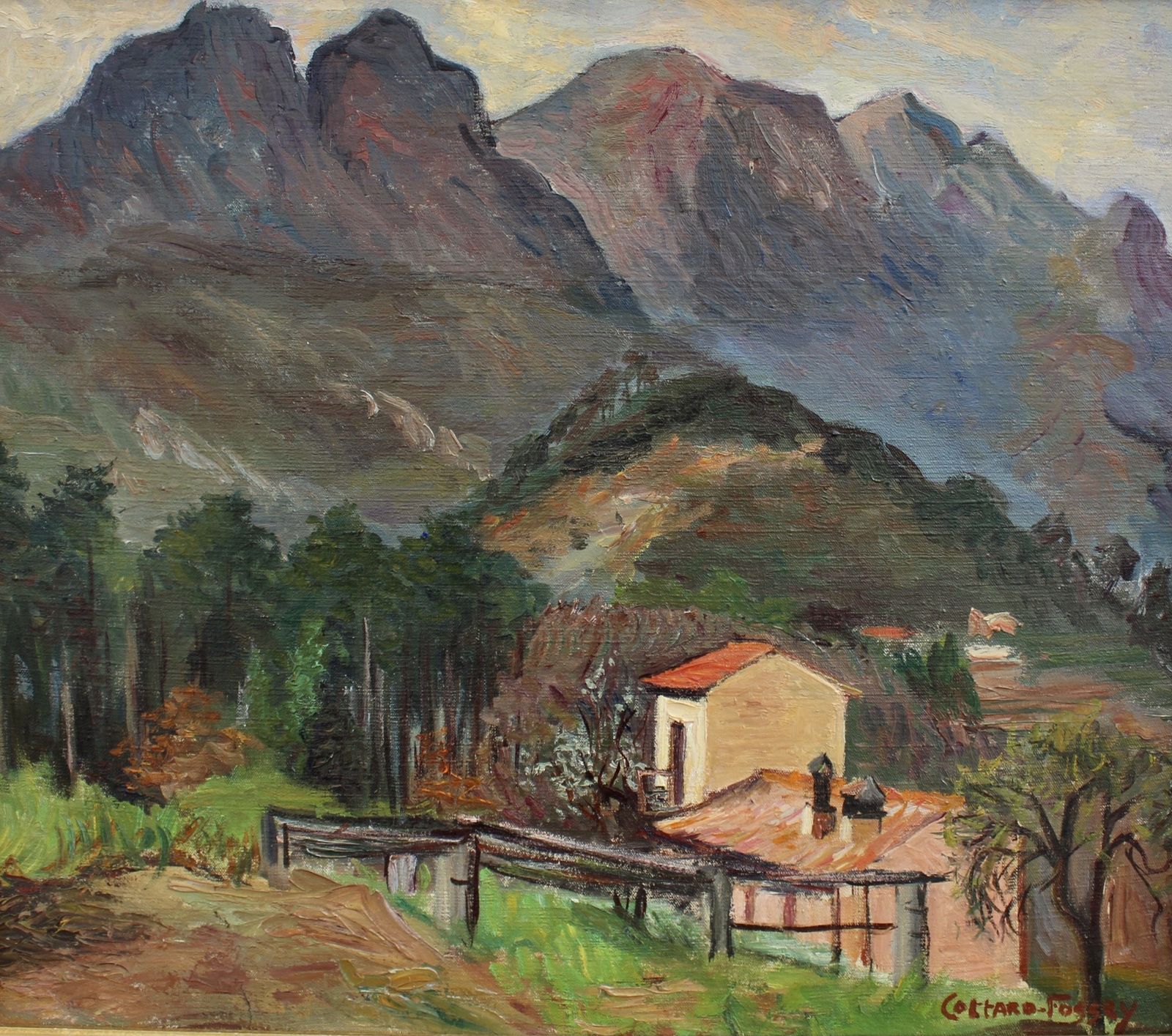'Mountain Landscape' By Louise Jeanne Cottard Fossey (Circa 1950s) photo furniture