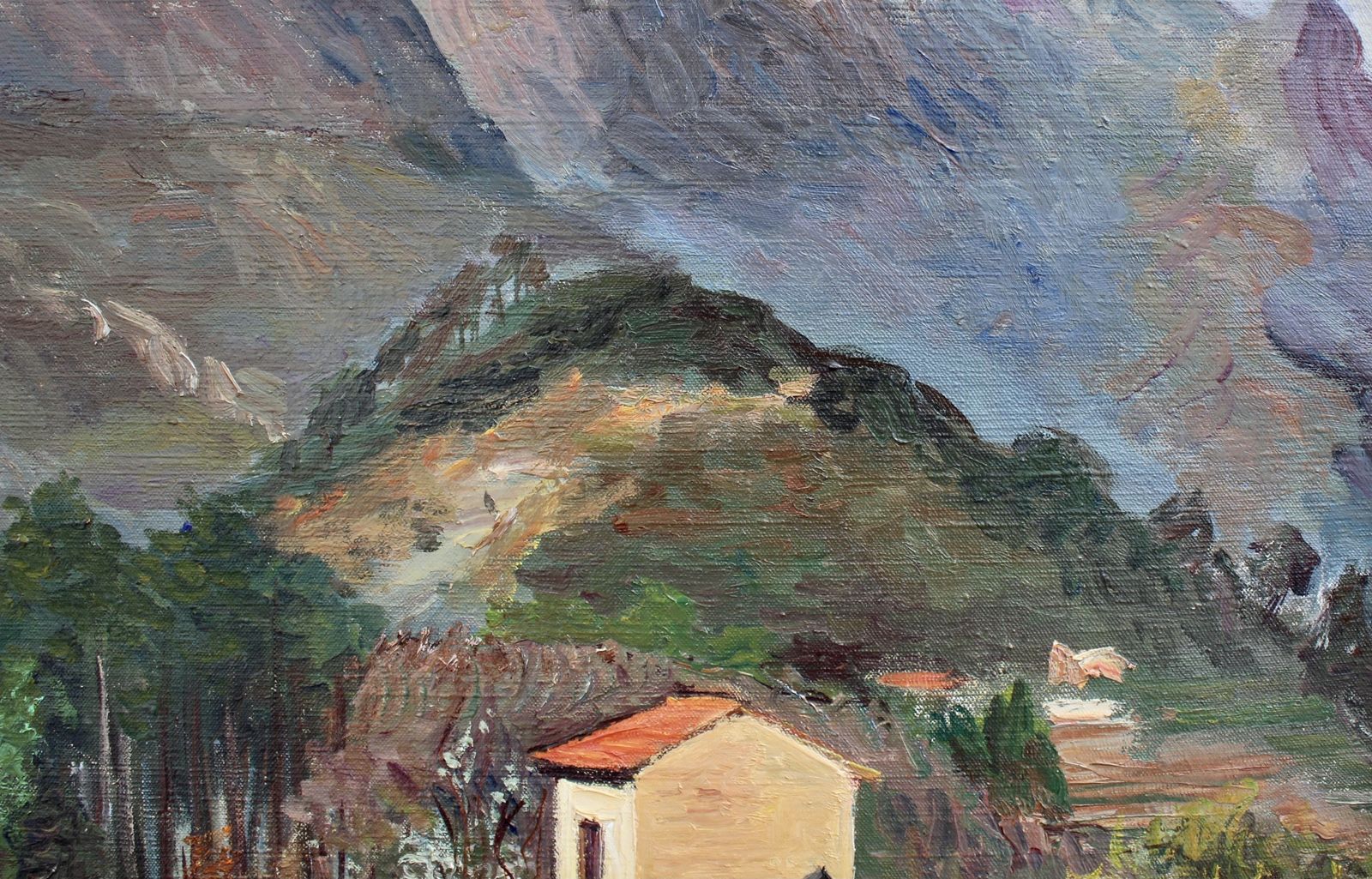 Art 'Mountain Landscape' By Louise Jeanne Cottard Fossey (Circa 1950s) photo