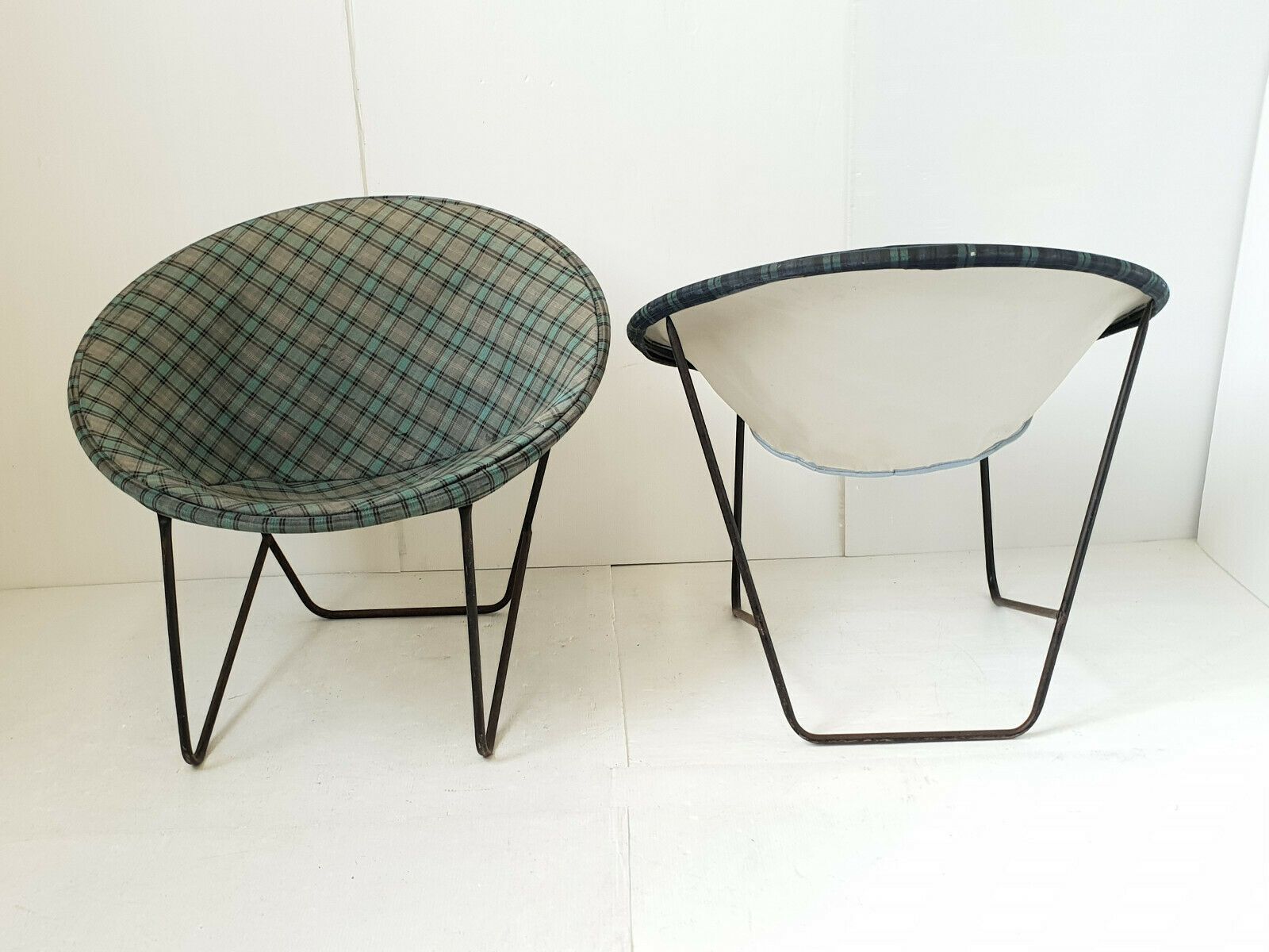 Paire De Fauteuils Corbeille Vintage 1950 En Acier 50s 1950s Rockabilly Atomic photo for sale