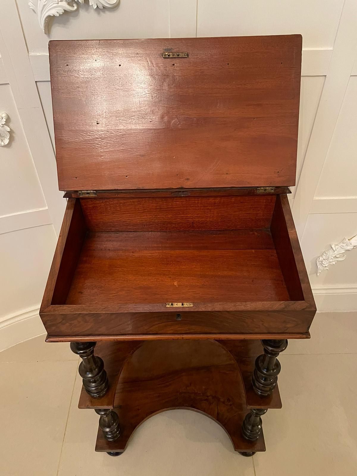 19th Century Victorian Antique Freestanding Walnut Ladies Davenport photo vintage