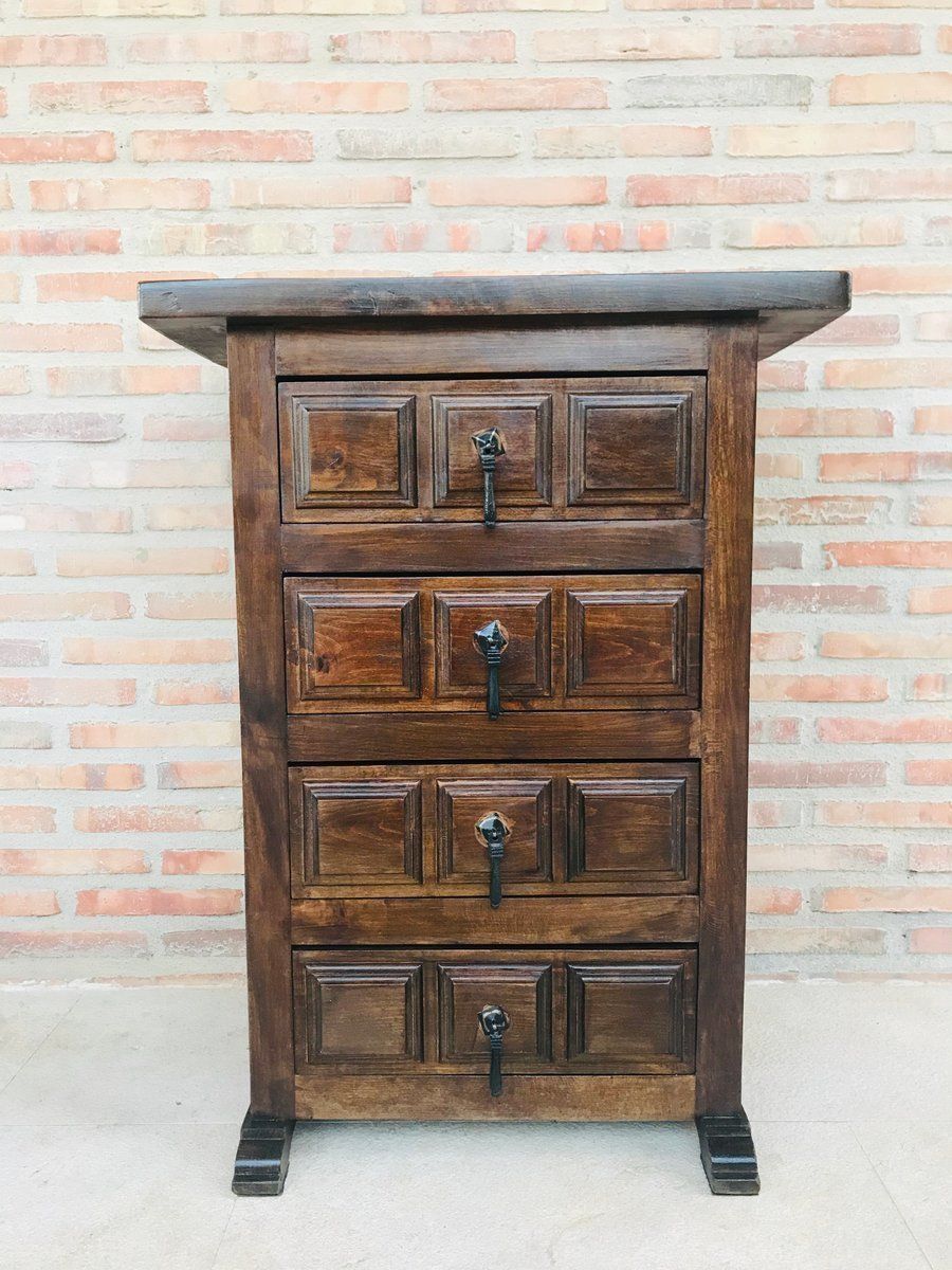 Antique Spanish Carved Walnut Chest Of Drawers