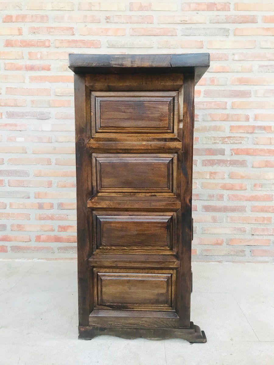 Antique Spanish Carved Walnut Chest Of Drawers photo Furniture