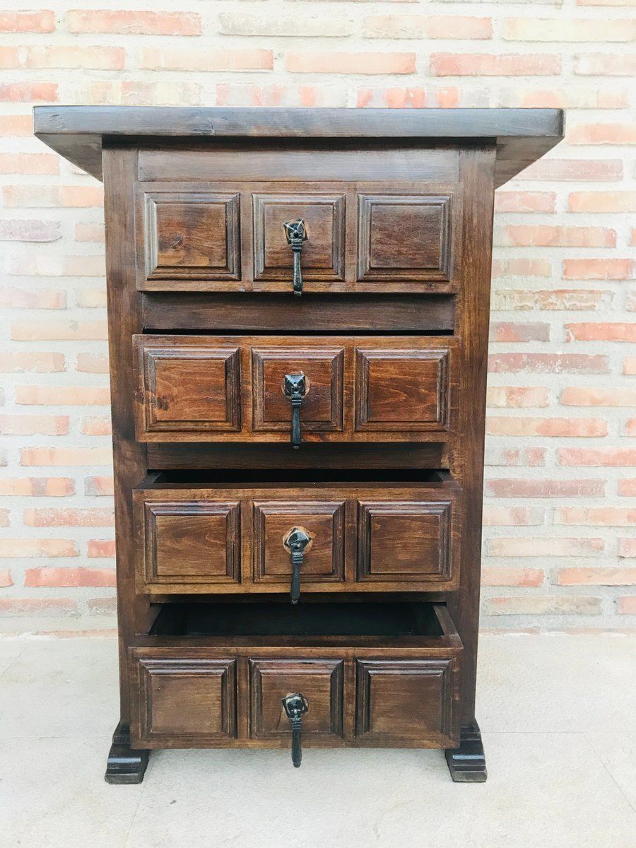 photo furniture Antique Spanish Carved Walnut Chest Of Drawers