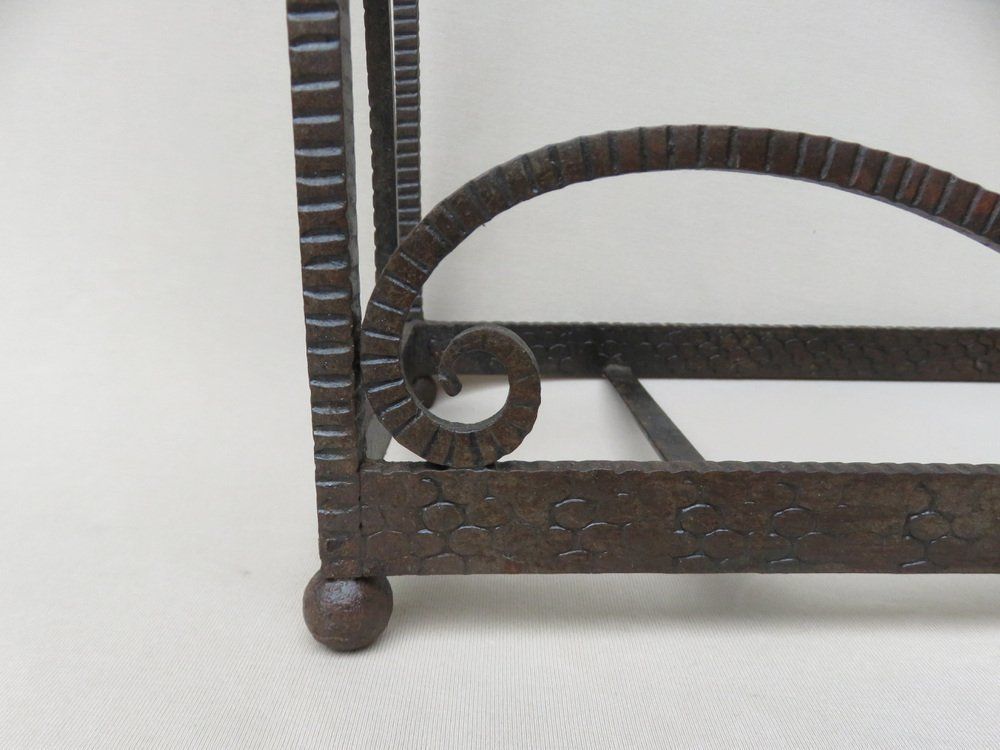 photo vintage French Art Deco Umbrella Stand In Wrought Iron In The Style Of Edgar Brandt