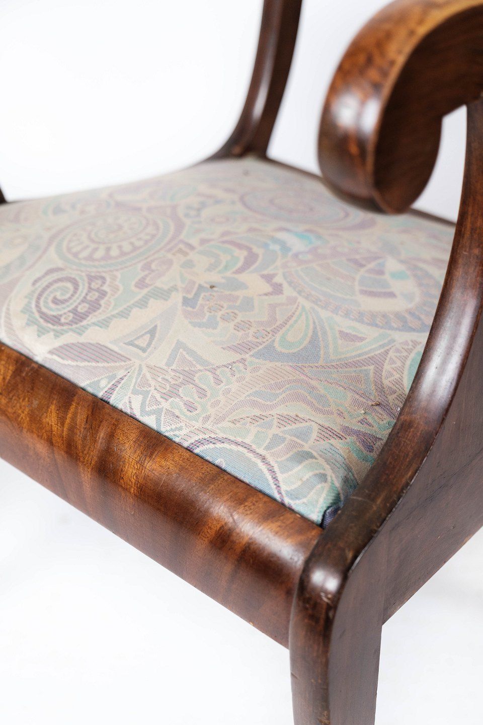 Late Empire Antique Armchair Of Mahogany And Upholstered With Light Fabric From The 1840s. photo Furniture