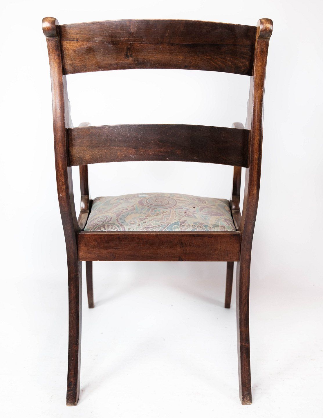 Late Empire Antique Armchair Of Mahogany And Upholstered With Light Fabric From The 1840s. photo buy
